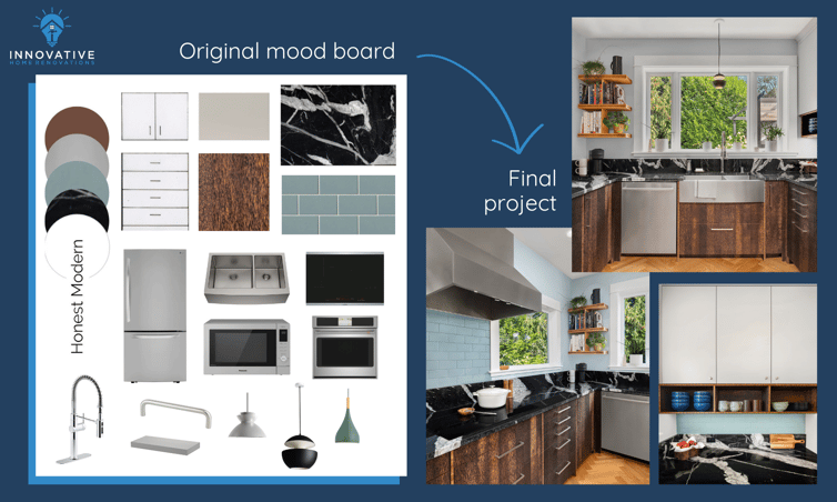 Mood board and final kitchen project