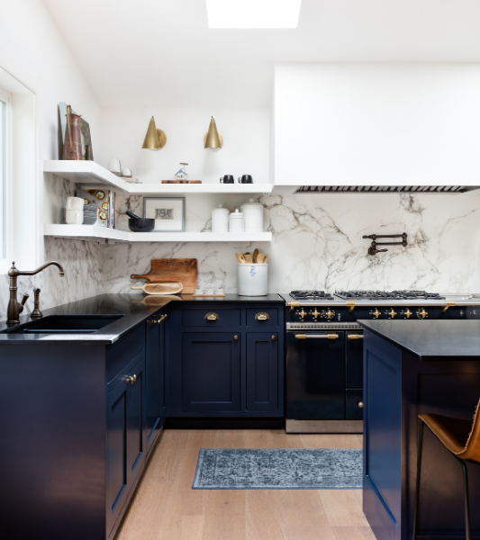 Dream Kitchen Remodel with Blue Cabinets in Seattle